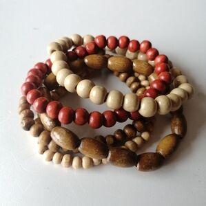 🔥Final Sale🔥 Bohemian Handmade Multi-Colour Wooden Bead Bracelet Set of 5